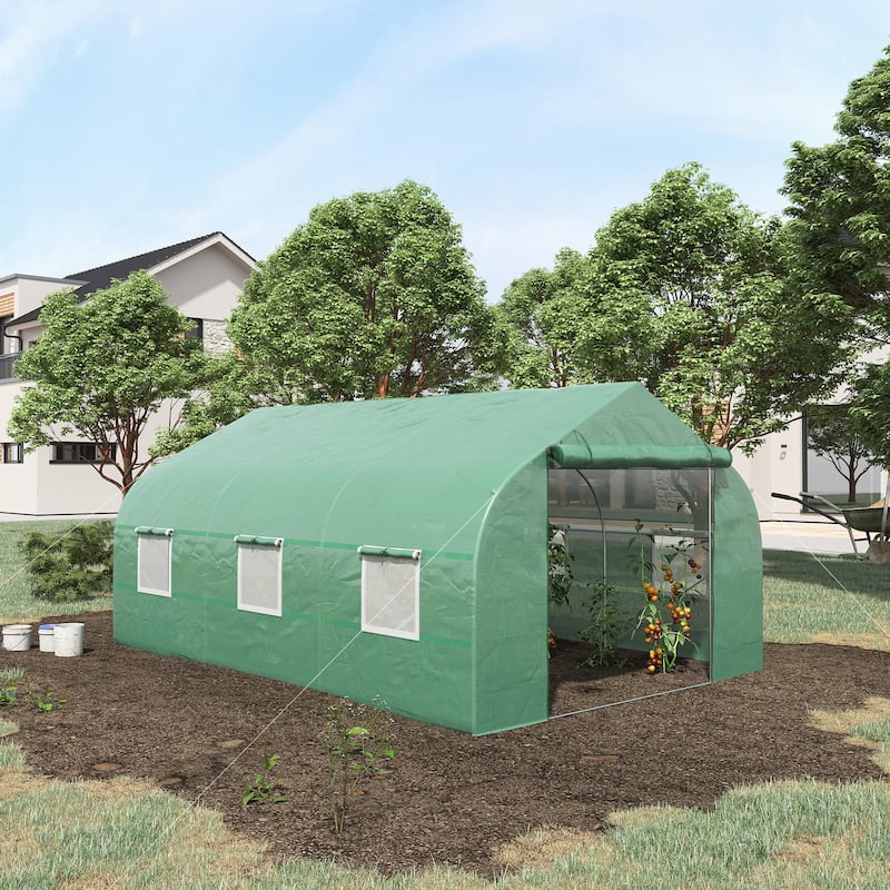 11.5'x 10'x 7'Walk-in Greenhouse,Tunnel Green House with Zippered Mesh Door and 6 Mesh Windows