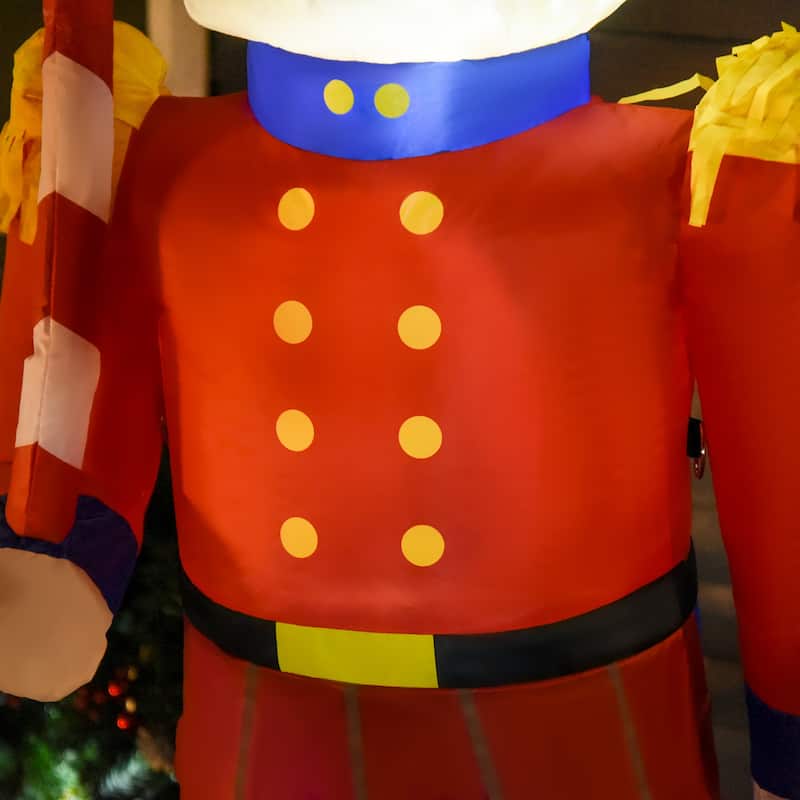 HOMCOM 6' Inflatable Nutcracker Soldier Candy Cane Decoration