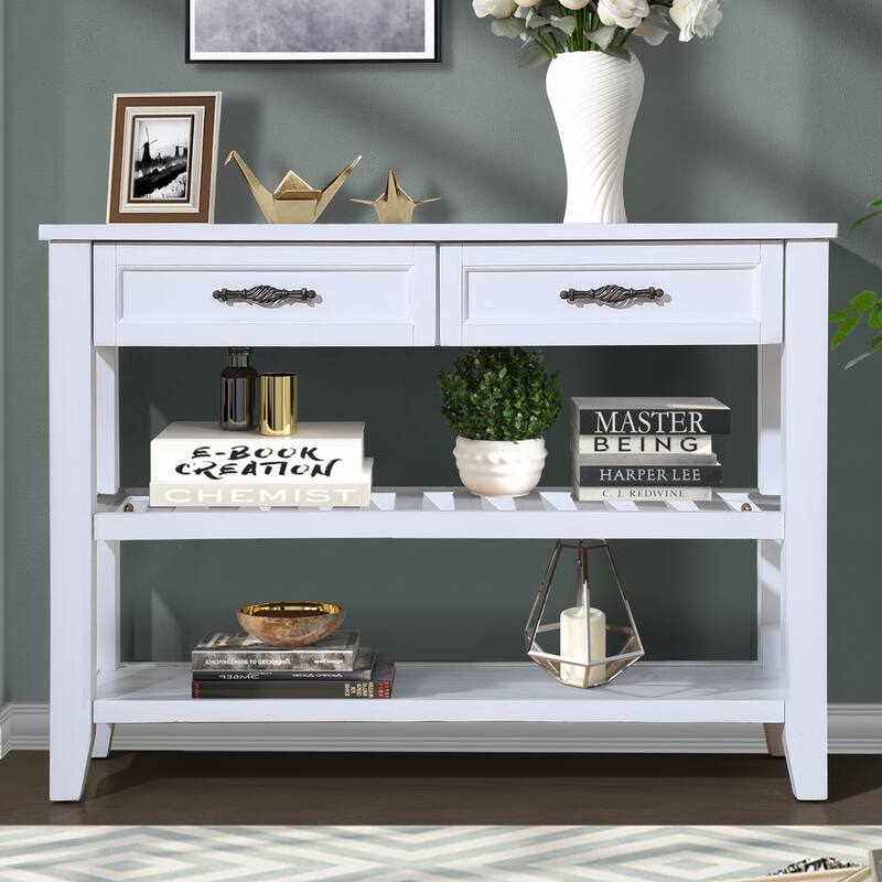 Furniture of Antique Solid Wood 3-drawer Sofa Console Table