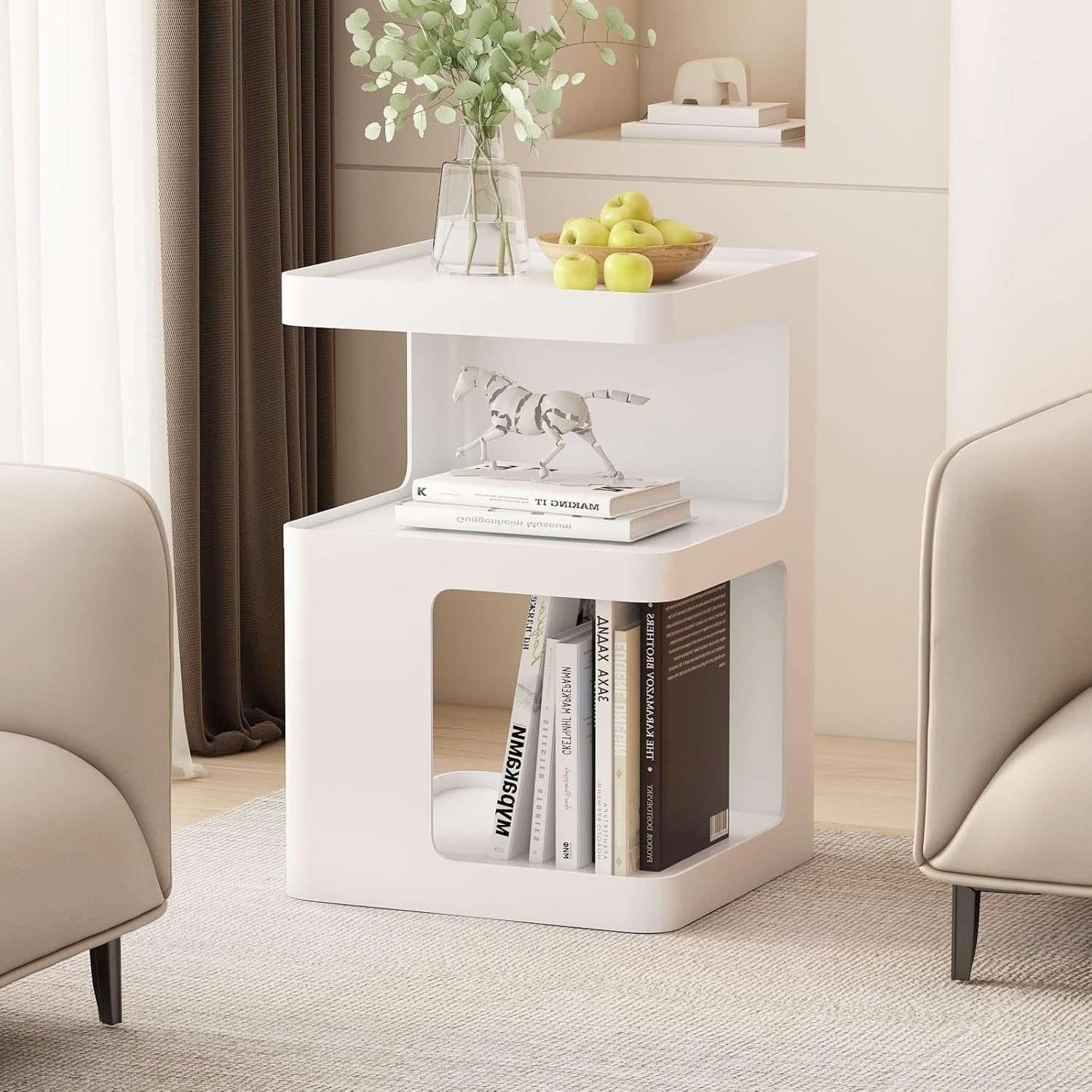 Modern Metal Side Table with 3-Tier Storage, No Assembly Required, Ideal for Living Room or Bedroom