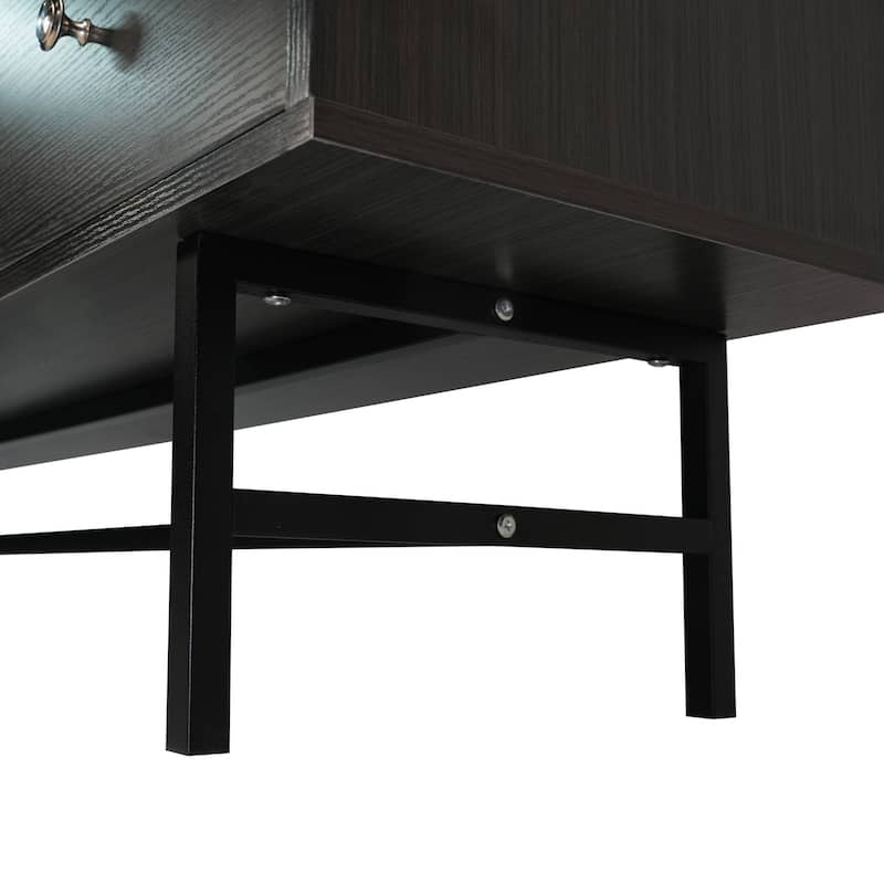 Rochester 2-Drawer 4-Shelf TV Stand Credenza with Iron Legs