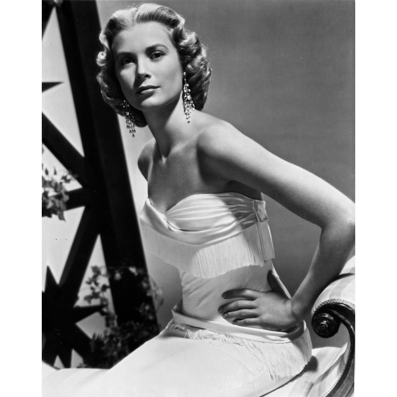Grace Kelly wearing an evening dress and chandelier earrings Photo Print -  Bed Bath & Beyond - 25474835