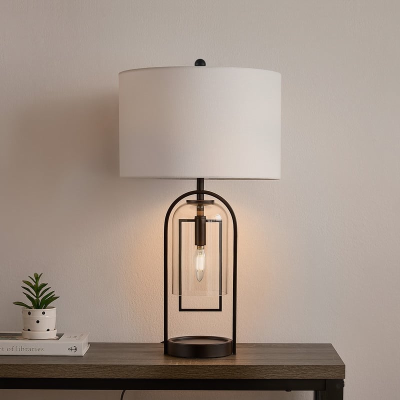 KAWOTI 25.25'' Bronze Table Lamp with Night Light Bulbs - 25.25