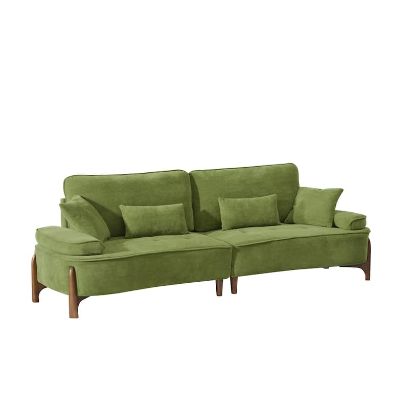103-inch Green Foam Sofa with Pillows for Multiple Spaces