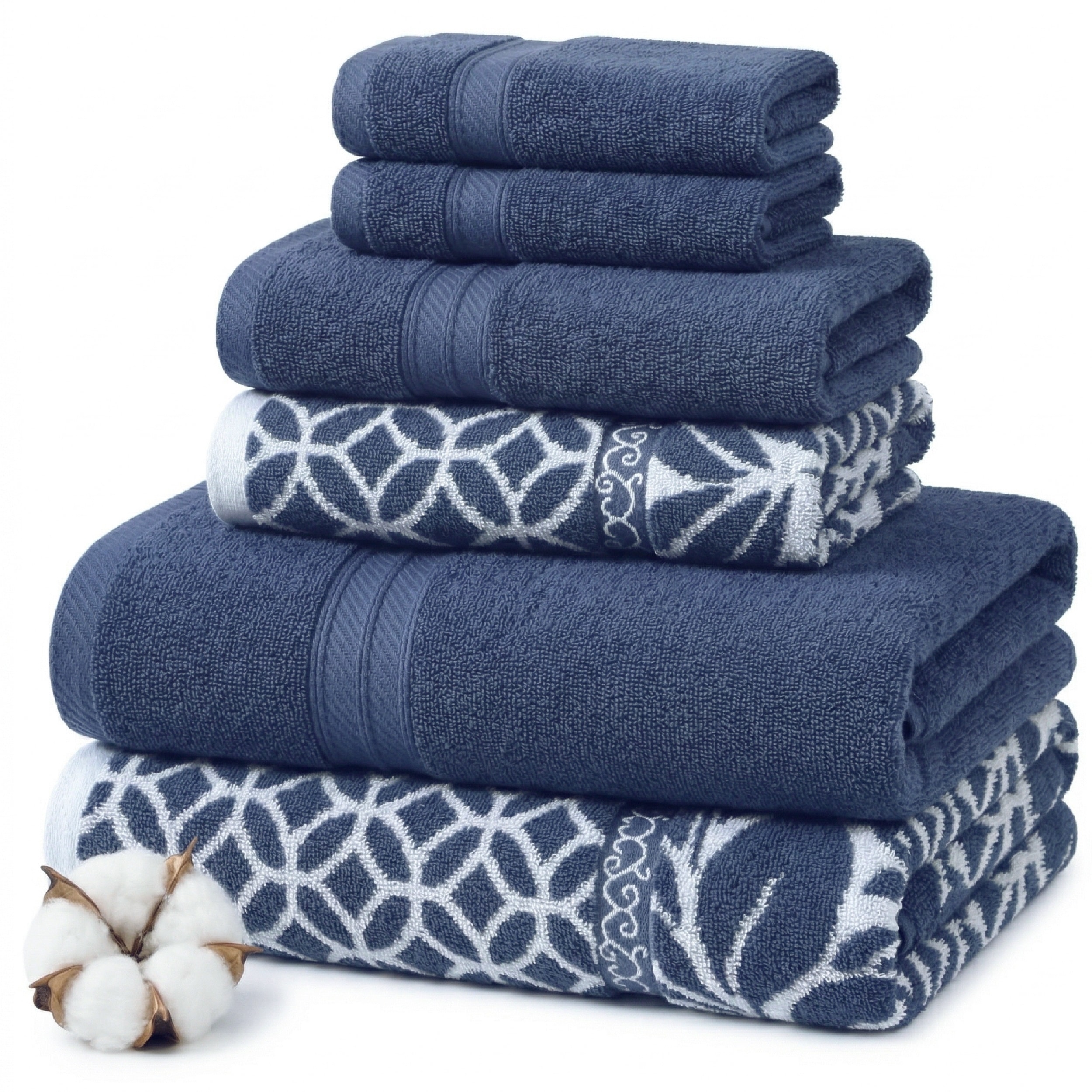 Modern Threads Trefoil Filigree 6 Piece Yarn Dyed Jacquard Towel Set