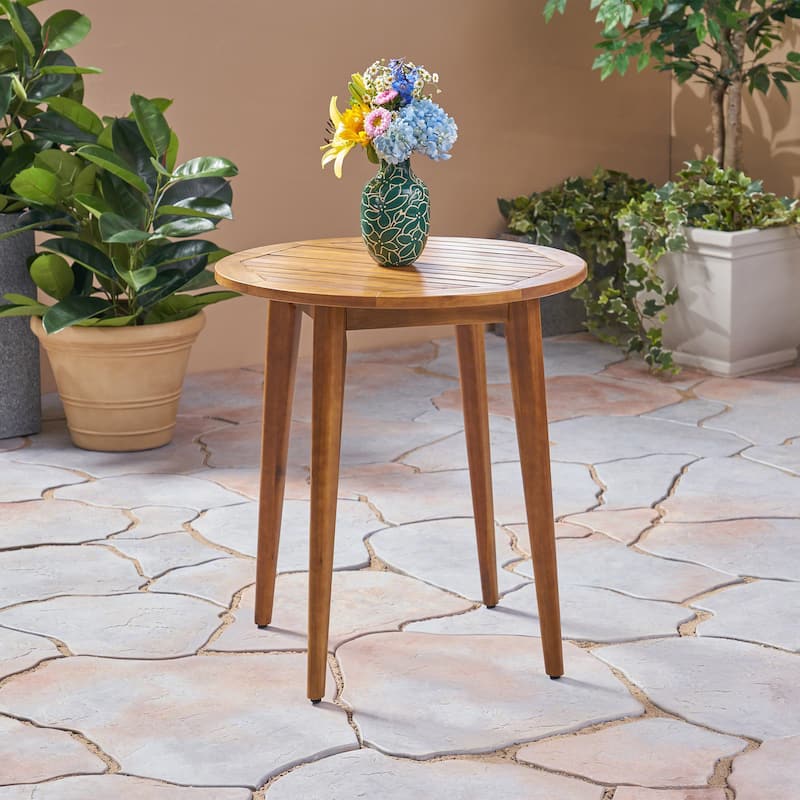 Stamford Outdoor Acacia Bistro Table with Straight Legs by Christopher Knight Home - Teak Finish