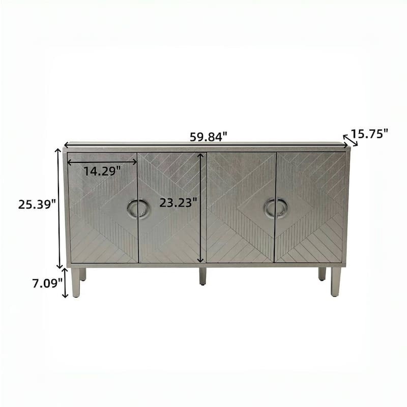 60" Stylish and Functional 4-Door Storage Buffet/Sideboard