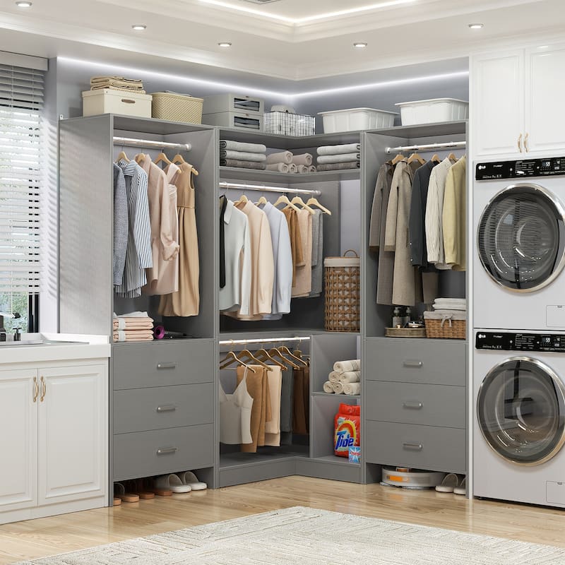 Cimly Set of 3 Freestanding Corner Closet System, Space-saving Closet Organizer for Walk-in/ Reach-in Closet