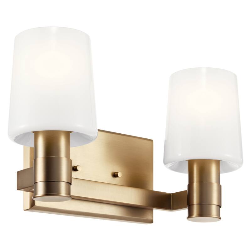 Adani 14.5 in. 2-Light Bathroom Vanity Light with Opal Glass - 14.5 in - Champagne Bronze