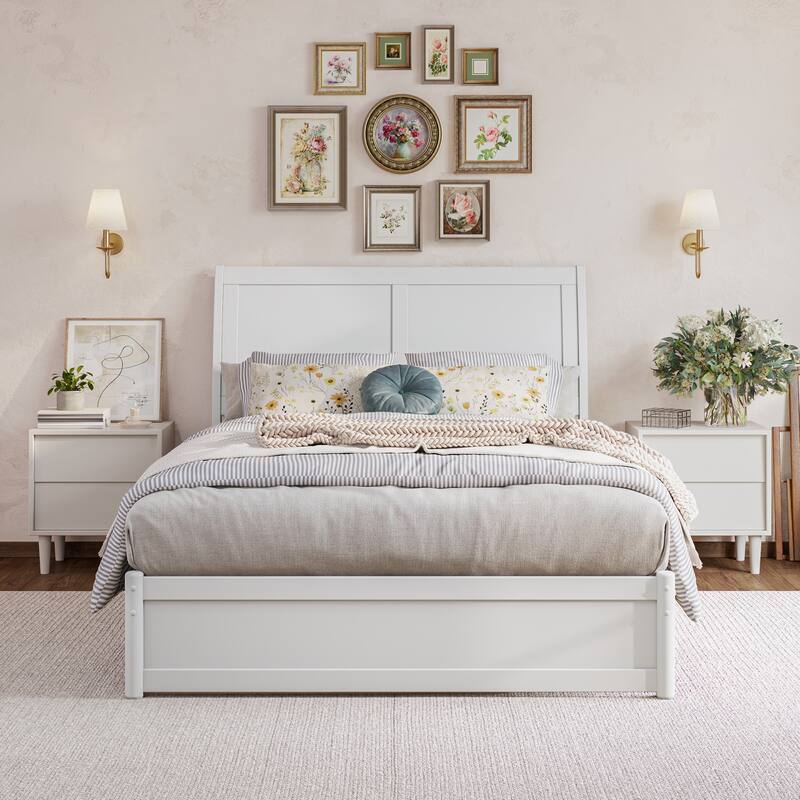 Andorra Platform Bed with Panel Footboard and Twin Trundle