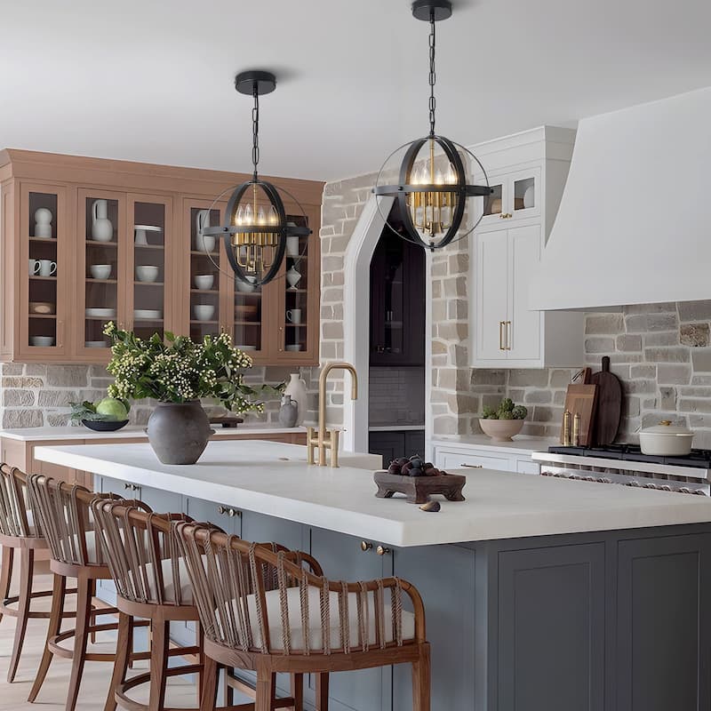 Starsky 6-Light 20.47inch Modern Farmhouse Globe Ceiling Lights Open Cage Chandelier