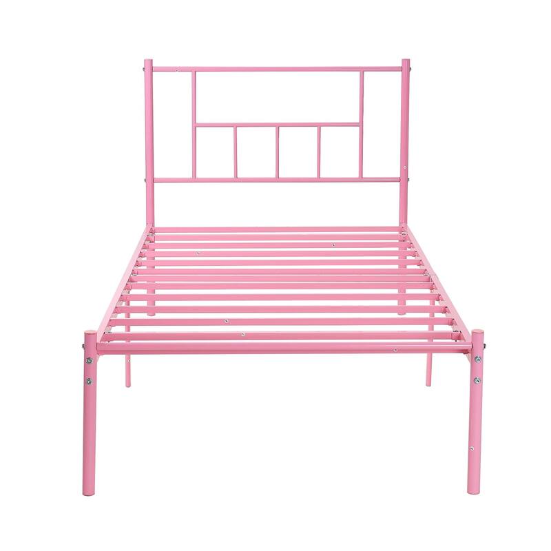 VECELO Victorian Style 14 Inch Metal Platform Bed Frame with Headboard, Heavy Duty Steel Slat Support, No Box Spring Needed