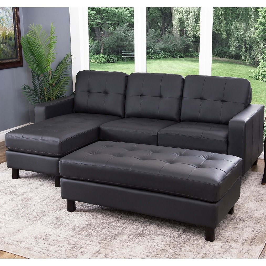Abbyson Montgomery Reversible Bonded Leather Sectional Ottoman On Sale Overstock 11769151