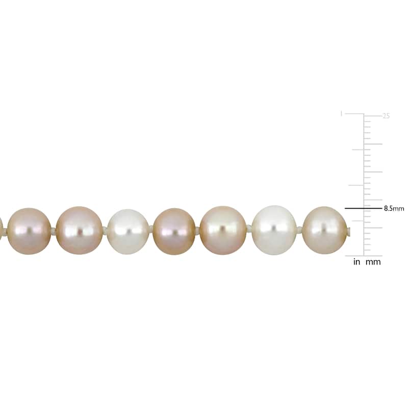 Miadora 8mm Multi-Colored Cultured Freshwater Pearl Graduated Necklace in Sterling Silver, 18 in