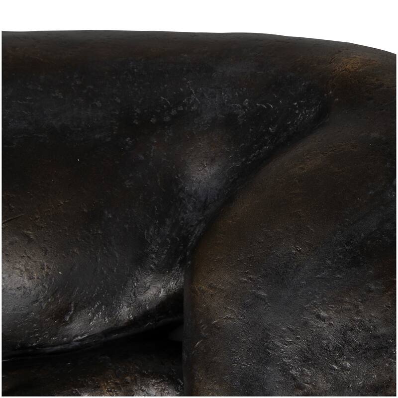 Black Polystone Laying Leopard Decorative Sculpture