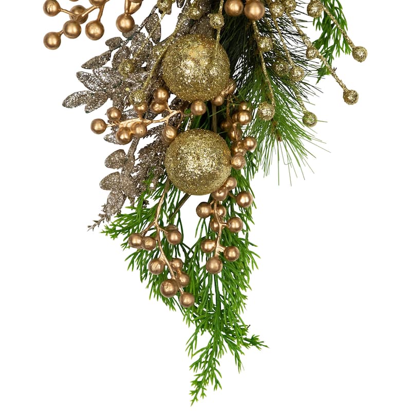 Ball Ornaments and Berries Glittered Artificial Christmas Swag - 25"