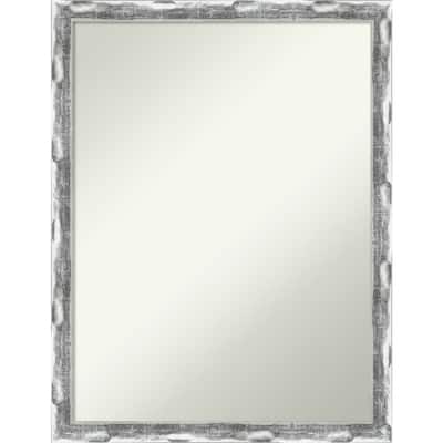 Non-Beveled Bathroom Wall Mirror - Scratched Wave Chrome Frame