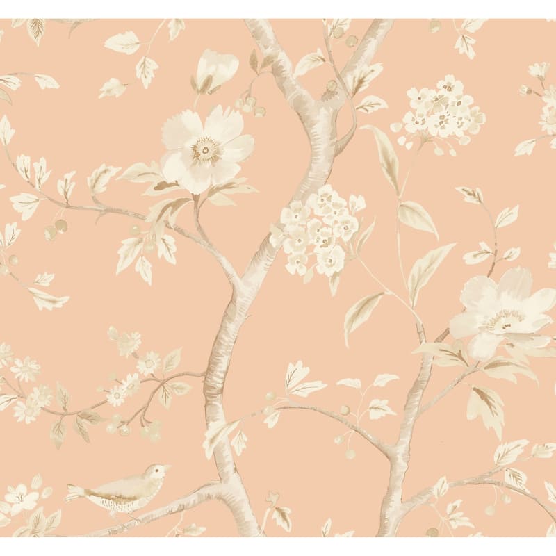 Seabrook Designs Lillian August Southport Floral Trail Unpasted Wallpaper