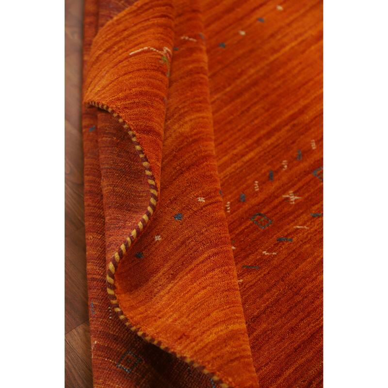 Hand Knotted Oriental 100% Wool Carpet Tribal Tribal Oranges & Rust Gabbeh Area Rug - 5' 10'' X 4' 0''