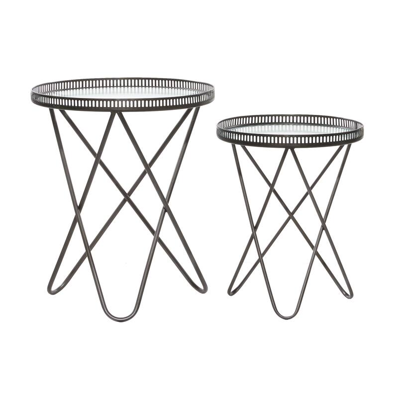 Grey Iron Industrial Accent Table (Set of 2) - 20 x 20 x 27Round