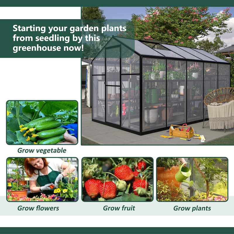 GDFStudio - Amelia Large Walk-In Outdoor Greenhouse with Secure Structure and Ventilation Design