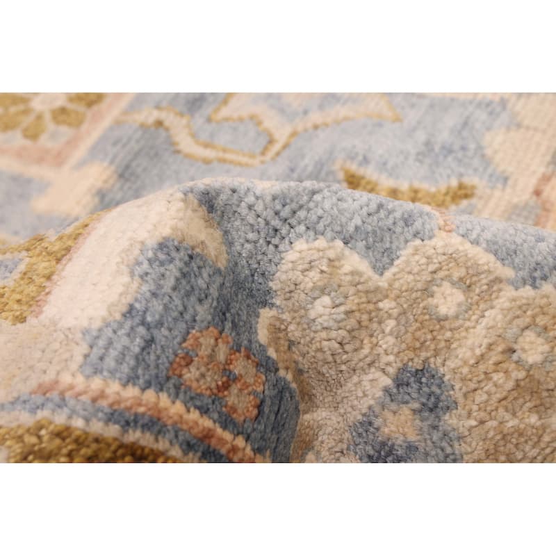 ECARPETGALLERY Hand-knotted Modern Oushak Light Denim Blue Wool Rug - 8'0 x 10'1