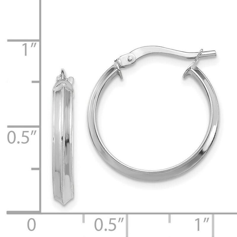 Curata 14k White Gold Polished 3mm Hoop Earrings