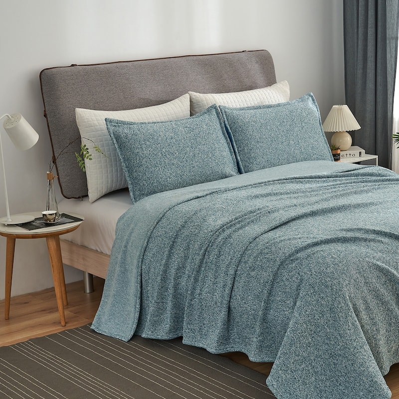 3 Piece Heather Jersey Blanket Knit Blanket