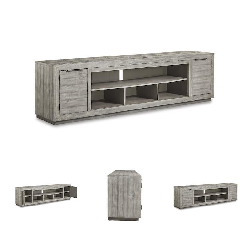 Signature Design by Ashley Naydell Gray Extra Large TV Stand with Fireplace Option - 92 inches in width