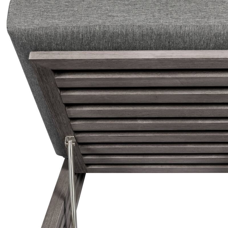 Vivid Outdoor Patio Adjustable Chaise Lounge Chair in Eucalyptus Wood with Olefin Cushions