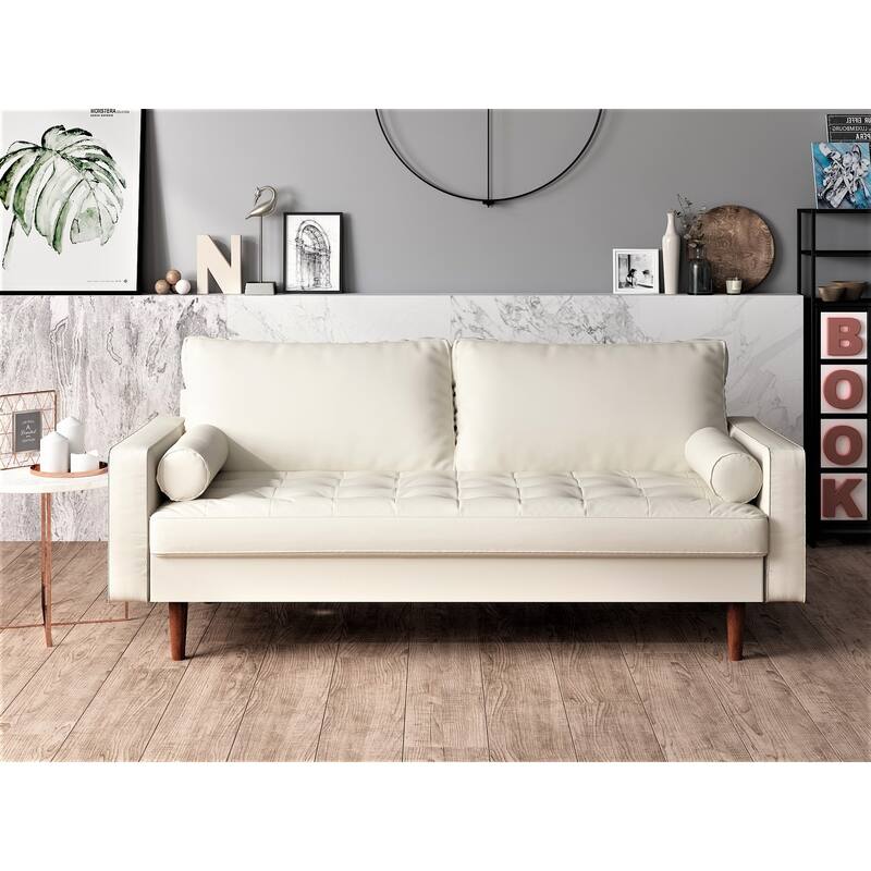 US Pride Lopez Mid-century Loveseat - White