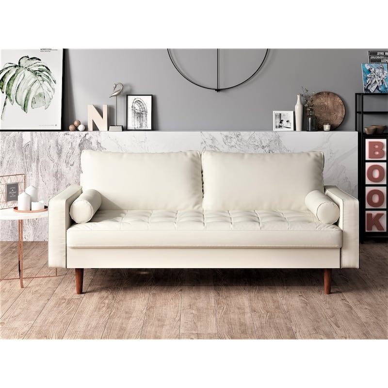 US Pride Lopez Faux Leather Mid-century Modern Sofa