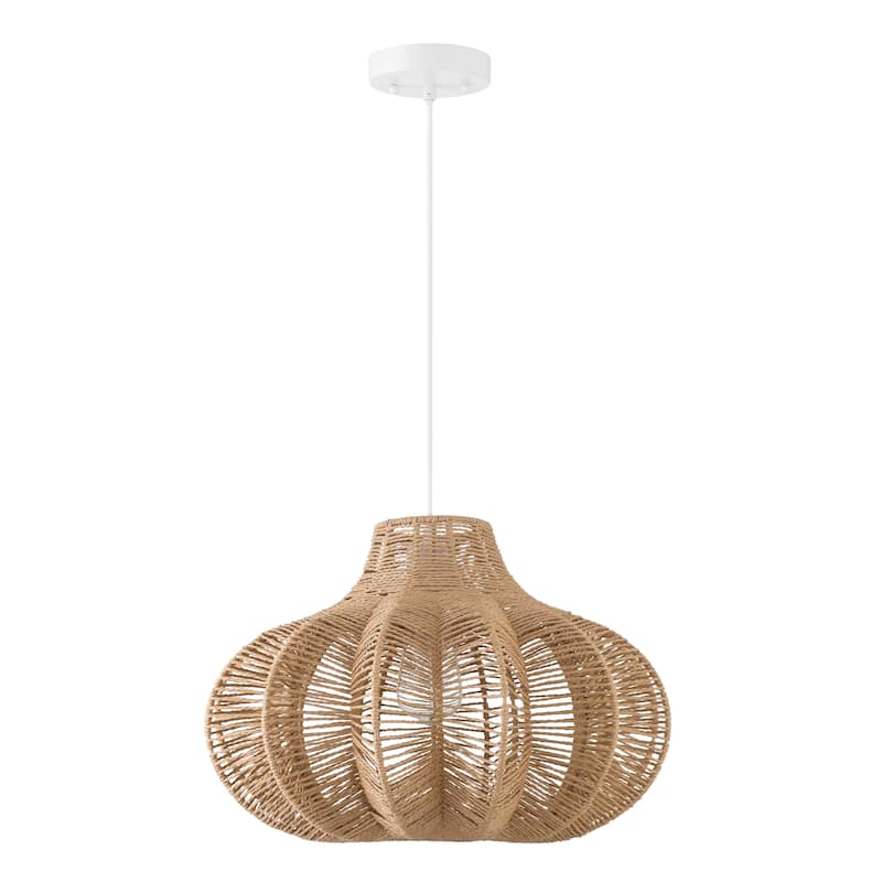 Handwoven Paper Rope and Metal Ceiling Pendant Lamp - 17.7"L x 17.7"W x 11.8"H