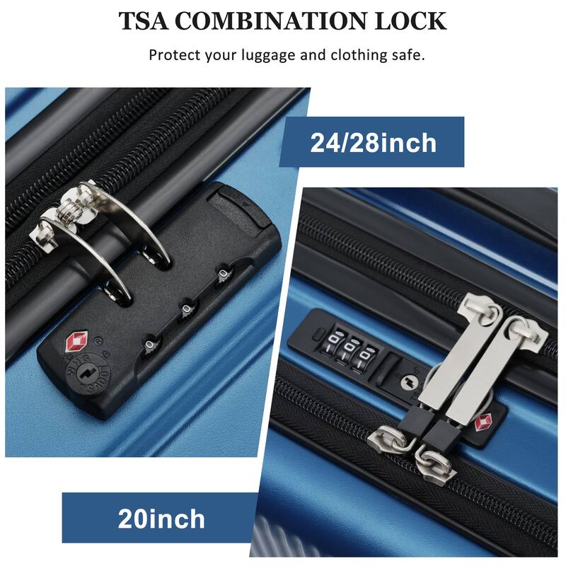 Luggage Sets 5 Piece with Half-opening, Hardside Carry On Suitcase Set with Double Spinner Wheel, with USB Port,TSA Locks
