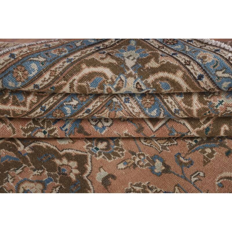 Traditional Kashan Persian Vintage Area Rug Hand-Knotted Wool Carpet - 7'7"x 11'0"