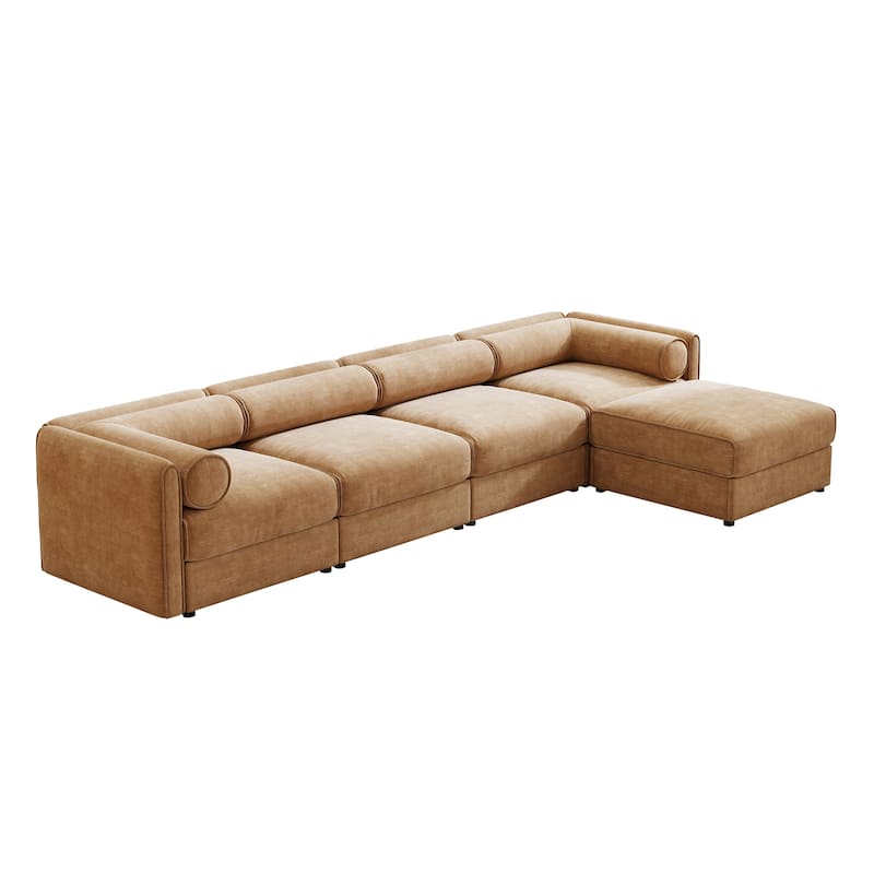 GDFStudio - Finch Chenille 4-Seater Sofa With 1 Ottoman