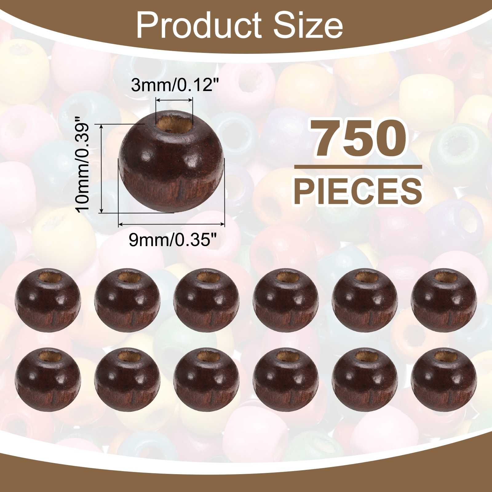 Wood Beads, Colorful Round Wooden Beads Loose Beads