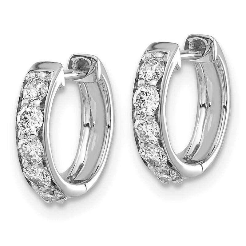 Curata 14k White Gold Diamond Hoop Earrings - 11x12mm Wide 2mm Thick