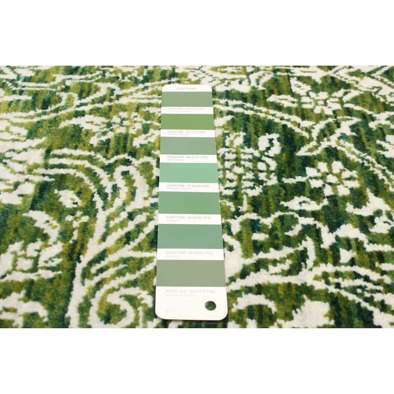 ECARPETGALLERY Hand-knotted Heritage Green Silk, Wool Rug - 2' 6" x 12' 1"