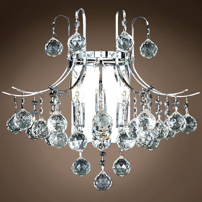 Contour 2 Light 16" Chrome Wall Sconce With Clear Asfour Crystals - 14.00
