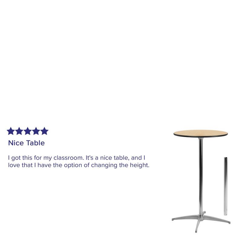 24" Round Wood Cocktail Table with 30" and 42" Columns