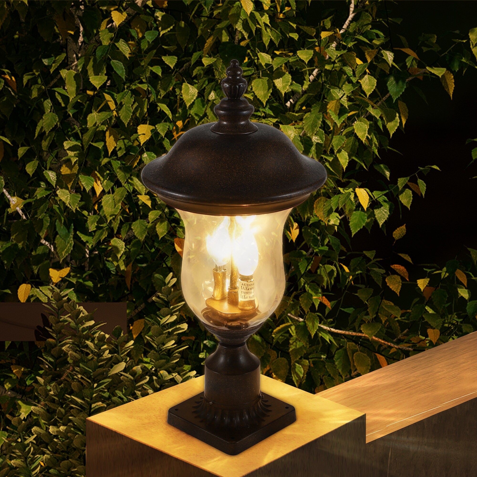 Outsunny 72 Solar Lamp Post Triple Head Street Light All Weather Waterproof Stainless Steel Vintage Style for Garden Lawn Bed Bath Beyond 36132818