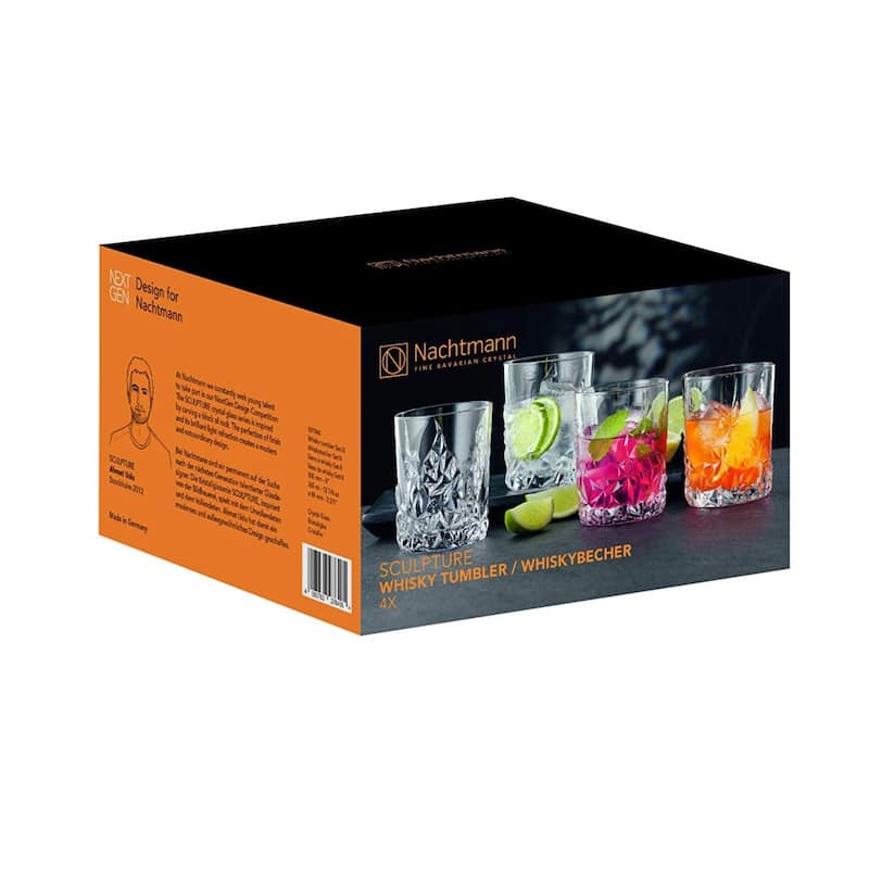 Nachtmann Set of 4 Sculpture Whiskey Tumblers - 12.87 oz.