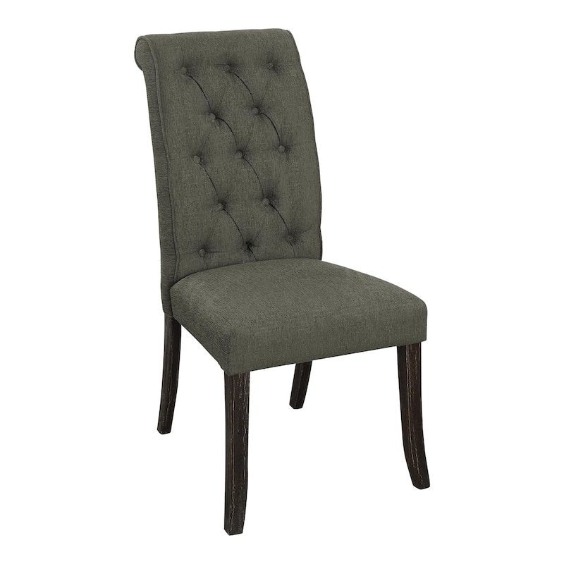 Sheila Rustic Farmhouse Tufted Fabric Dining Chairs (Set of 2) by Furniture of America