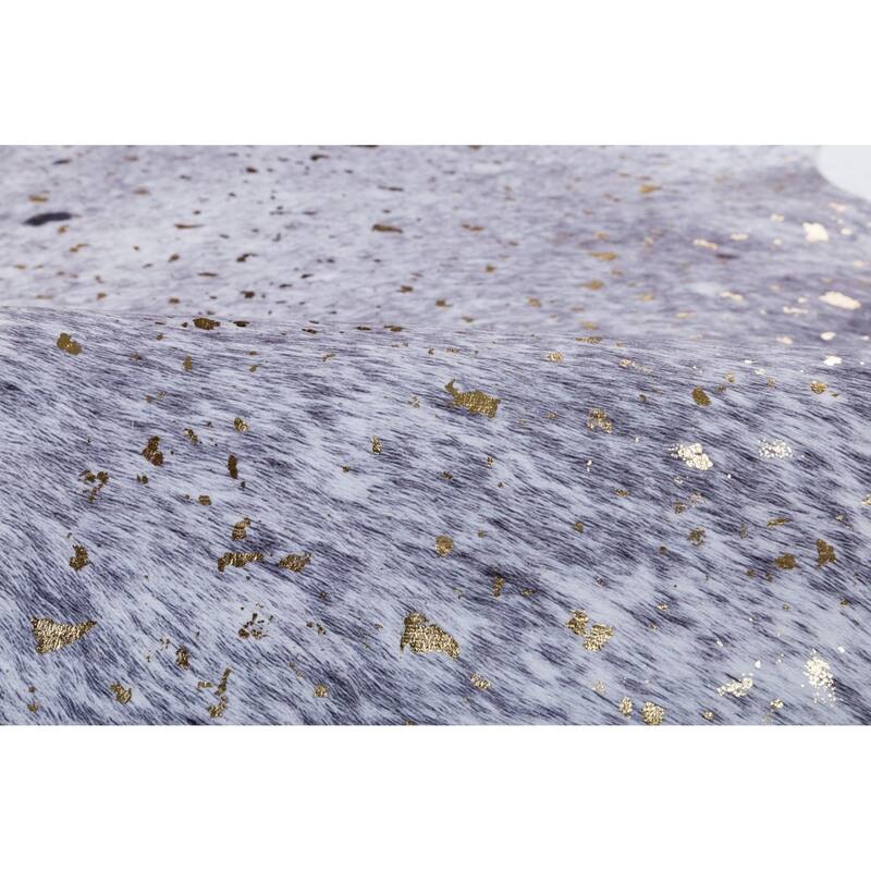 Rio Collection Faux Cowhide Printed Rug with Foil Accents