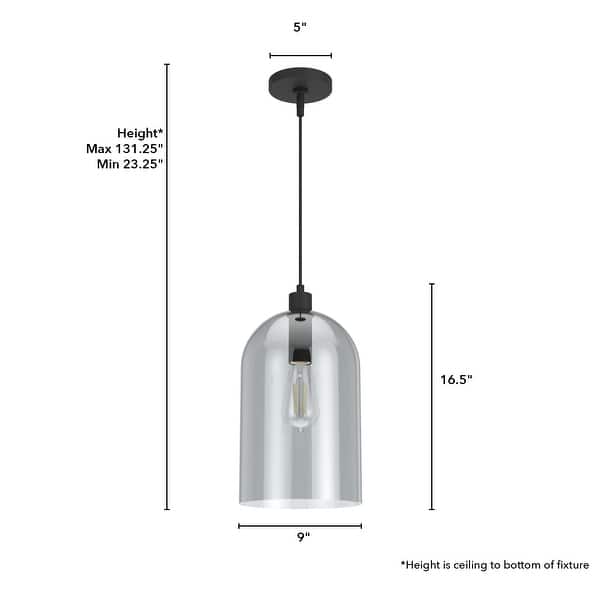 dimension image slide 0 of 5, Hunter 16" Lochemeade 1-Light Pendant - Kitchen Island, Dining Room, Bedroom - Modern Farmhouse, Contemporary, Industrial