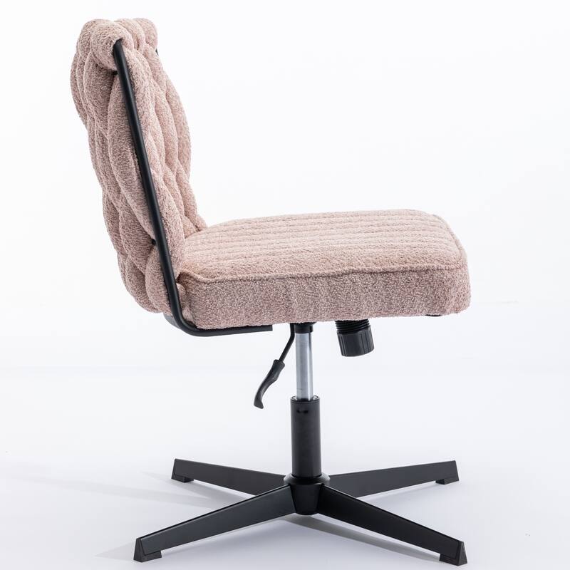 Modern Armless Upholstered Office Chairs No Wheels, Adjustable Height