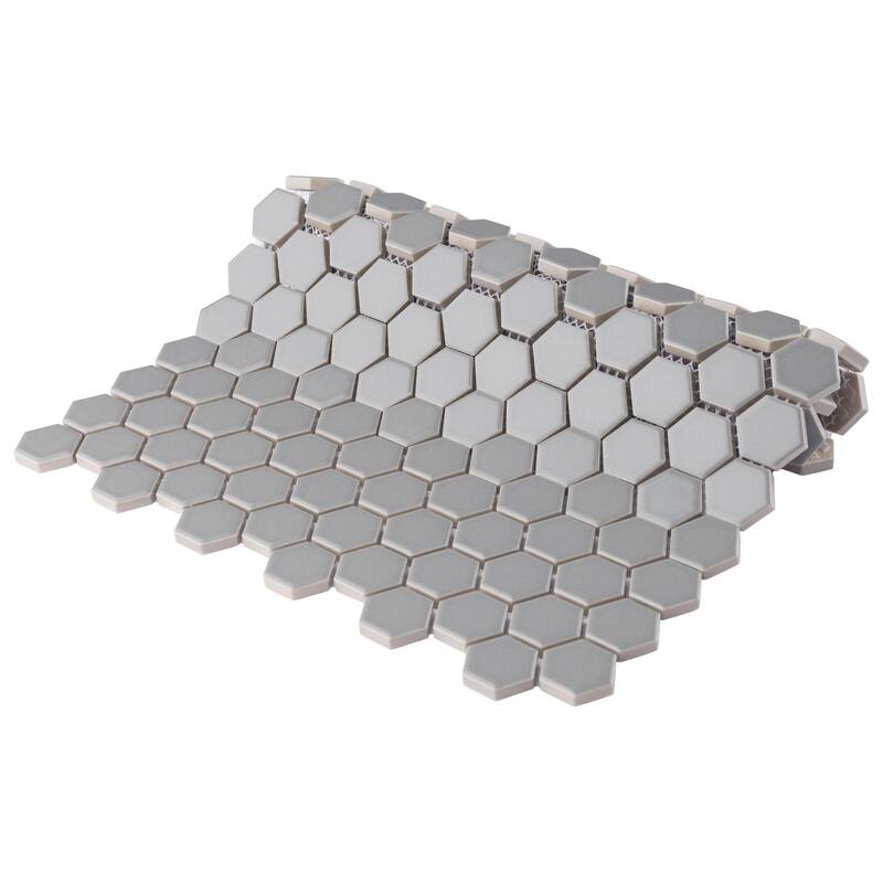 Merola Tile Metro 1" Hex Matte Light Grey 10-1/4" x 11-3/4" Porcelain Floor and Wall Tile