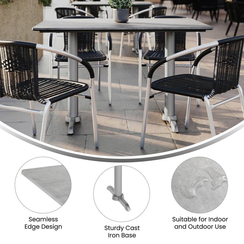 Commercial All-Weather HPL Tabletop with Dual T Bases - 48"W x 30"D x 31.25"H
