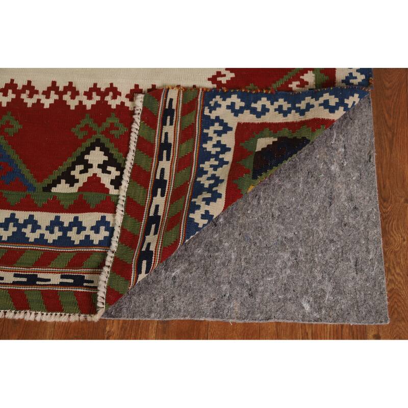 Hand Woven Oriental 100% Wool Carpet Southwestern Geometric Beige & Ivories Kilim Area Rug - 7' 11'' X 5' 0''